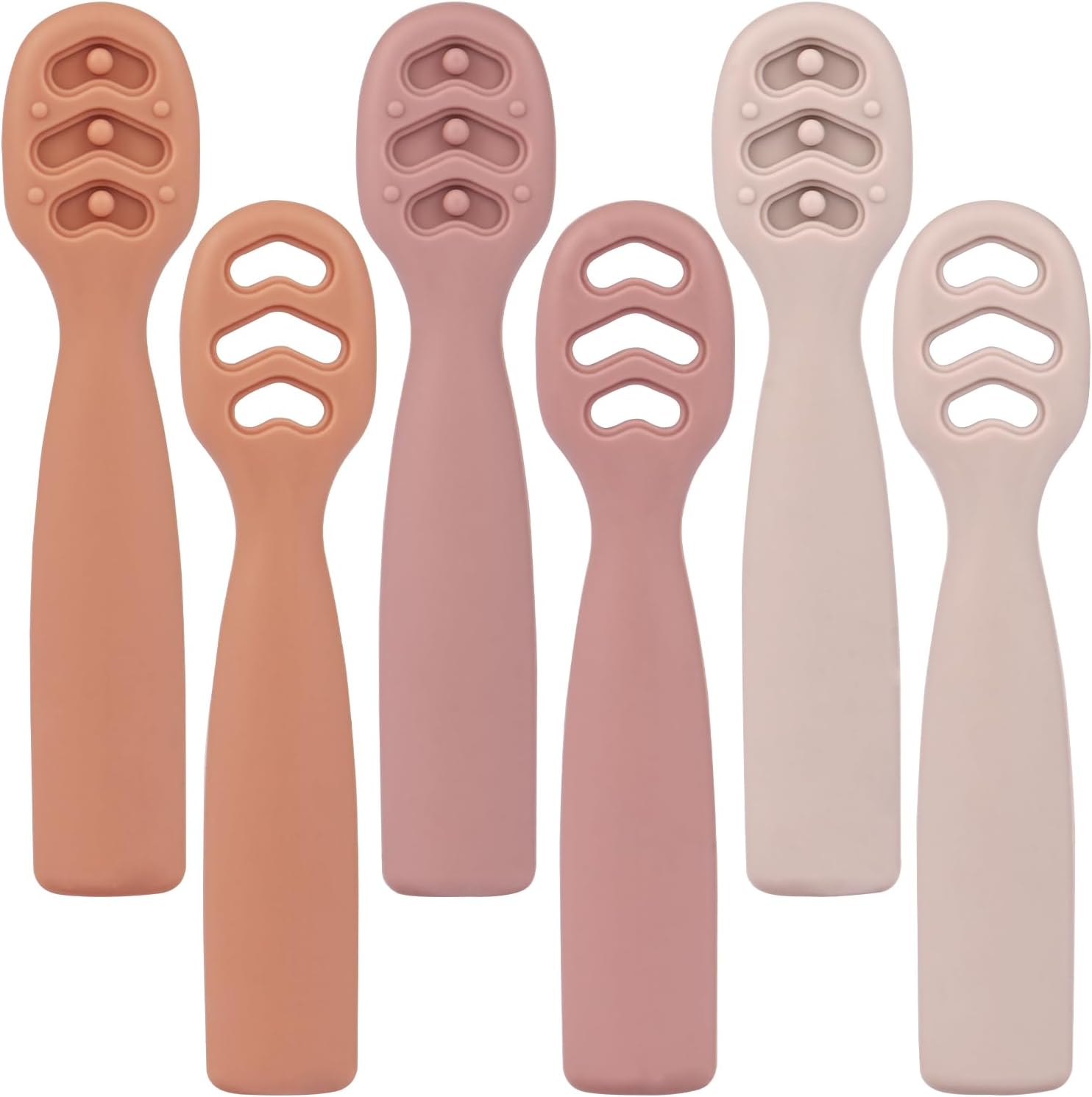 Eascrozn Baby Spoons Set, 6 Pack Silicone Baby Spoon Self Feeding 6+ Months
