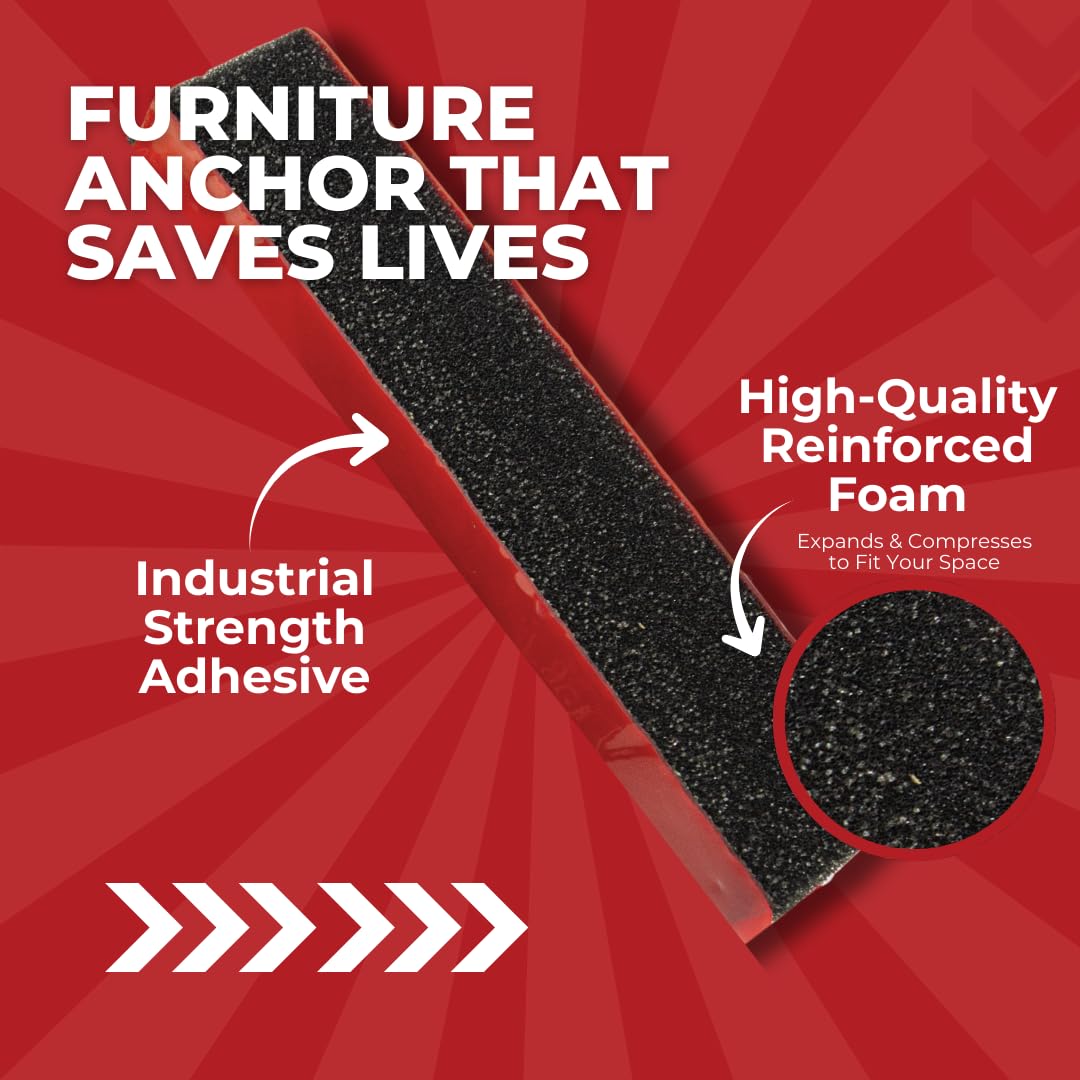 Adhesive Furniture Anchor, No-Drill, Aesthetic & Invisible Once Installed, Anti-Tip Furniture Safety Anchor to Childproof and Babyproof Your Home, Holds Up to 300 Pounds, 1-Pack