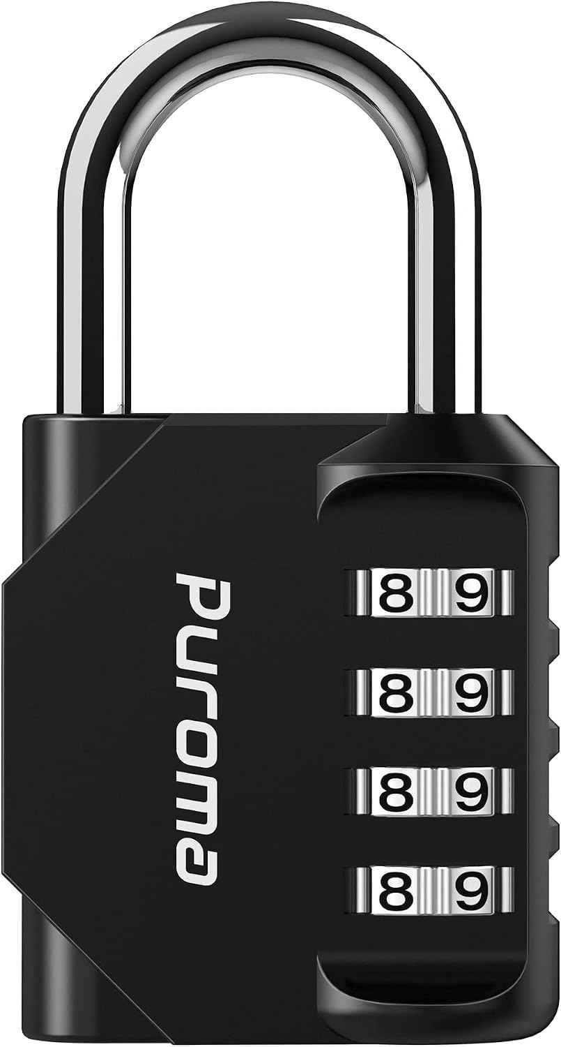Puroma 1 Pack Combination Lock Locker 4 Digits Combo Padlock Gym Black
