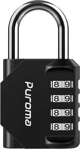 Puroma 1 Pack Combination Lock Locker 4 Digits Combo Padlock Gym Black