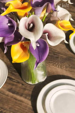 Letjolt Calla Lily Artificial Flowers 12Pcs Purple Realistic Bouquet