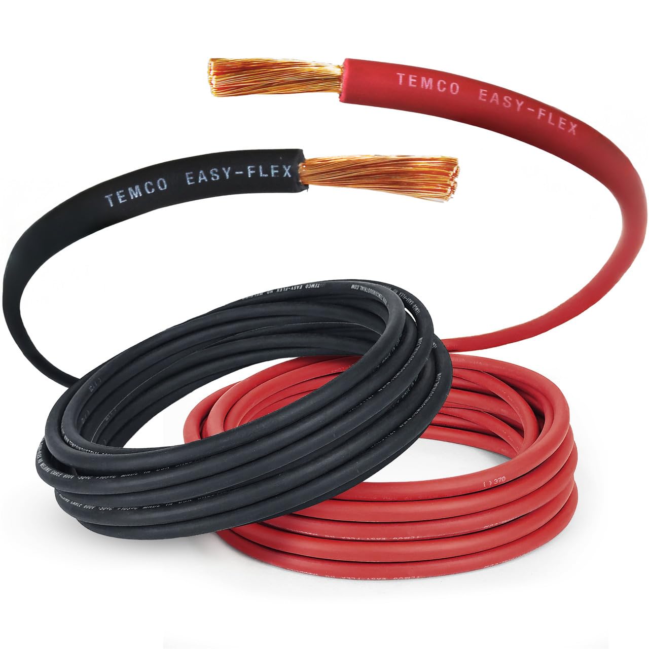 TEMCo 4 Gauge AWG 10 Ft Black + 10 Ft Red Flexible Pure Copper Made in USA Welding Cable Battery Wire - Heavy Duty Solar, Inverter, Car, RV, Truck