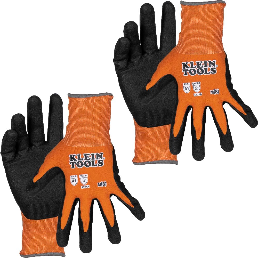 Klein Tools 60580 A1 Cut-Resistant Work Gloves, Medium, 2-Pair