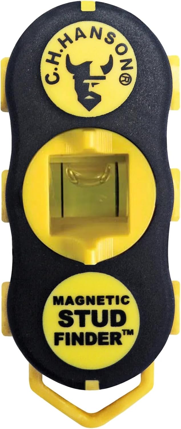 CH Hanson Magnetic Stud Finder | Battery-Free Stud Locator with Rare Earth Magnets | Finds Nails & Screws Behind Drywall | Built-In Level for TV Mounting, Shelves & Home Projects