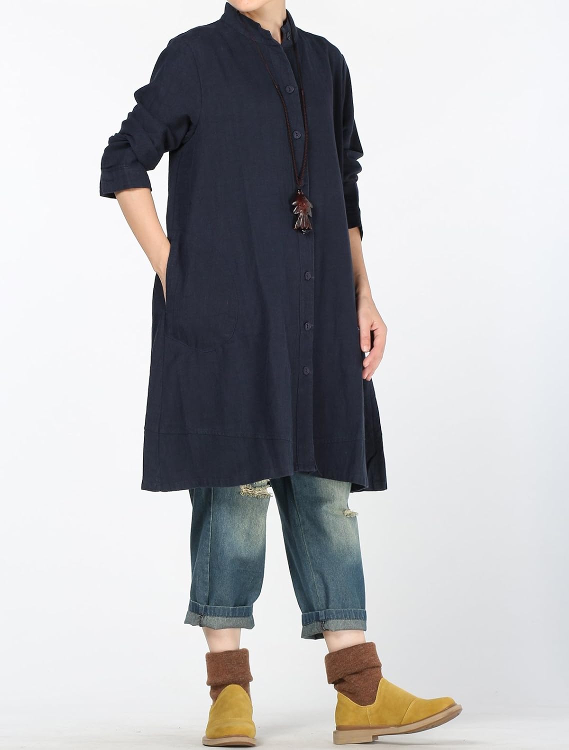 Minibee Women's Button Down Shirts Cotton Linen Blouses Jacket
