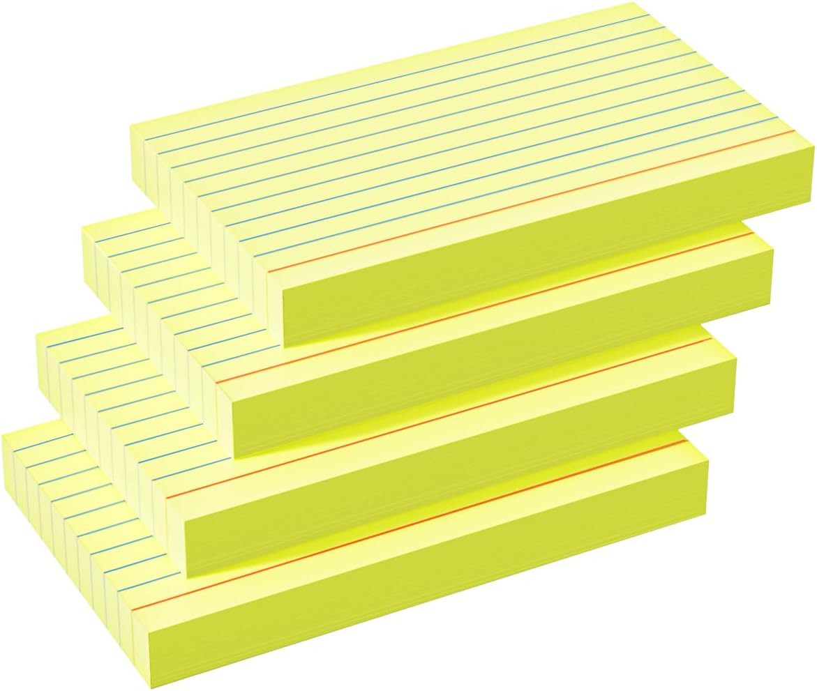 Yellow Index Cards 3x5, 200 Count,180gsm Heavy Flash Cards for Studying
