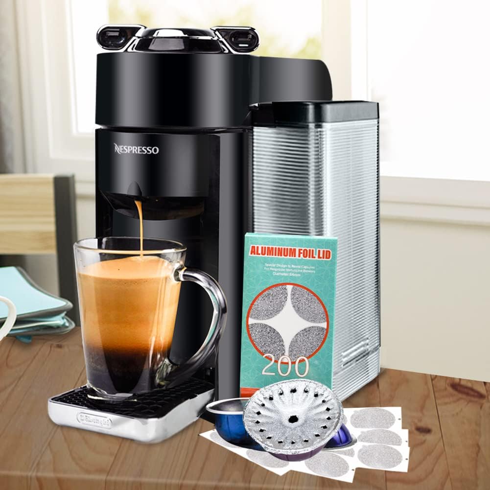 CAPMESSO Aluminum Foil Lids for Reusing All Nespresso Vertuo Pods,200/Pack