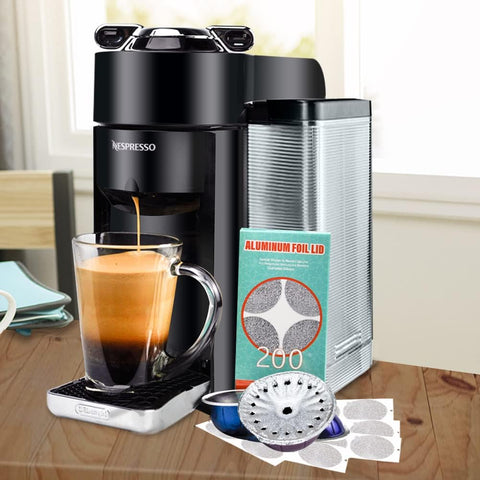 CAPMESSO Aluminum Foil Lids for Reusing All Nespresso Vertuo Pods,200/Pack