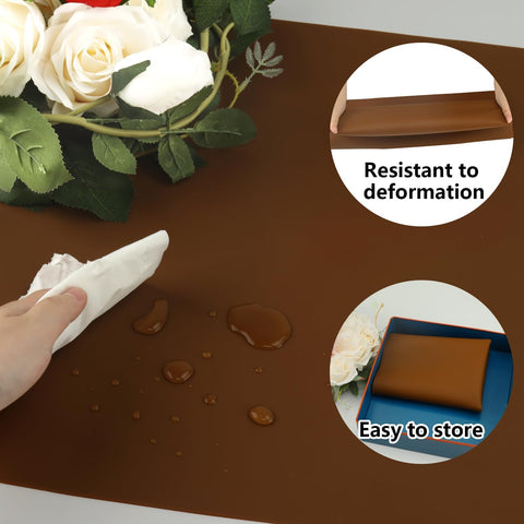 Extra Large Silicone Mat, Kitchen Counter Mat Placemats for Kids Silicone Mats for Countertop, Nonstick Silicone Table Mat for Baking Pastry Crafts Heat-Resistant Silicone Pad, 27.6'' x 15.7'', Coffee