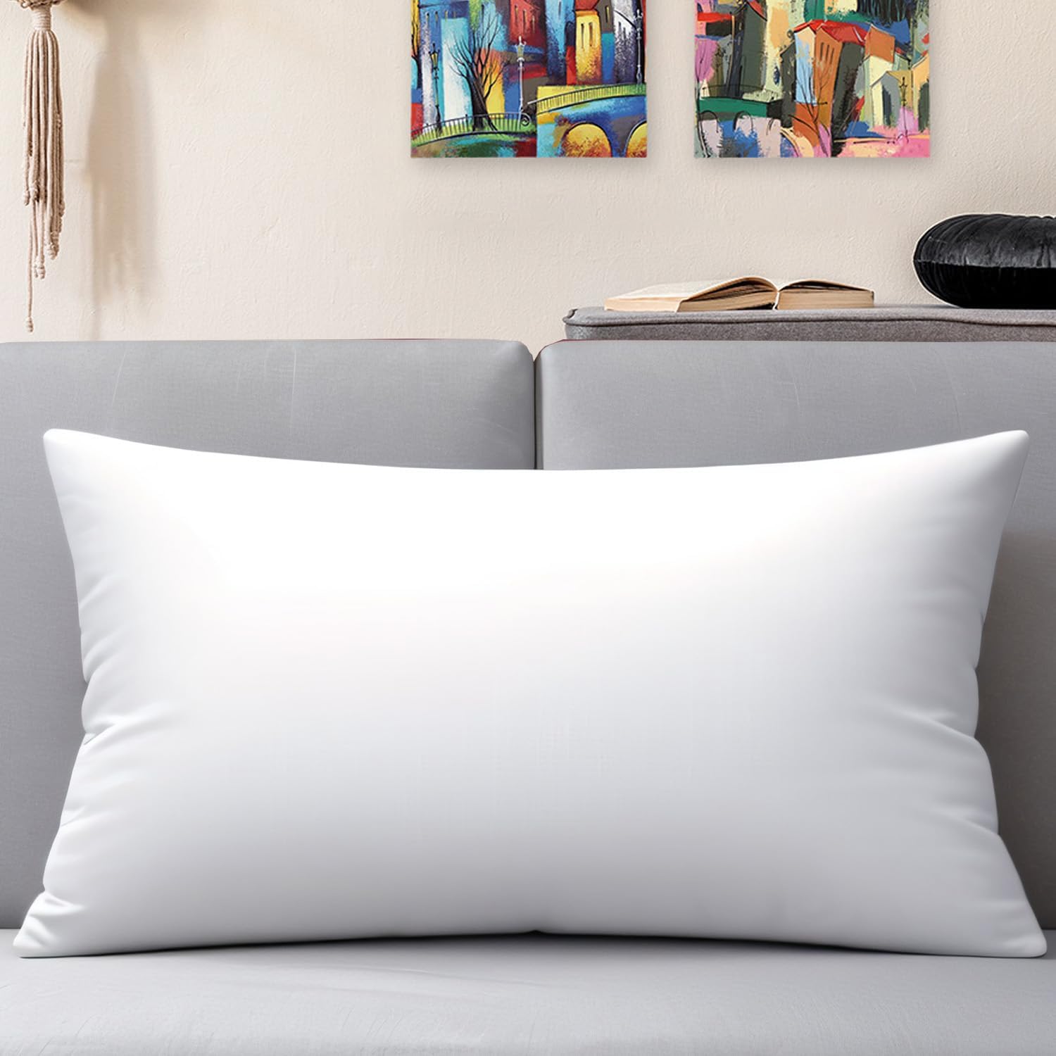 JIEITIVE Throw Pillow Inserts Hypoallergenic Premium Pillow Stuffer Rectangle Lumbar Pillow for Decorative Pillow Covers Cushion Set of 1-12 x 20 Inches