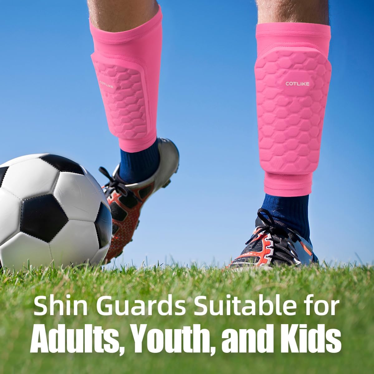 Soccer Shin Guards for Kids Youth Adults, Ski Shin Guards Sleeves for 2-18 Years Old Boys Girls Men, Calf Compression Sleeve with Honeycomb Pads, Espinilleras de Futbol para Hombres