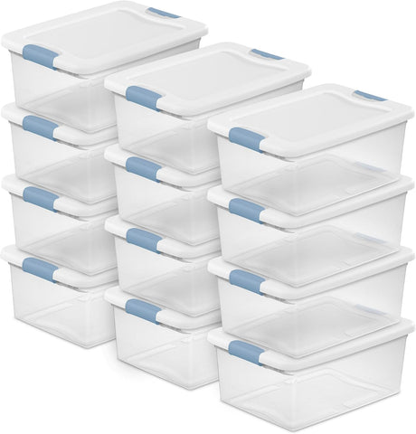 Sterilite Latching Box with Lids for Home and Office, 15 Quart, 12-Pack