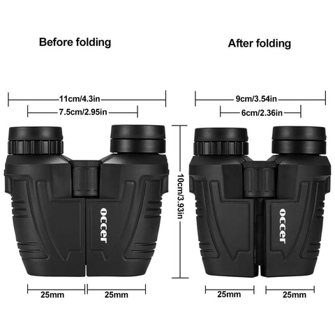 Occer 12x25 Compact Binoculars for Adults and Kids, Large Eyepiece Waterproof Binocular with Low Light Vision,High Powered Easy Focus Binoculars for Bird Watching,Outdoor Hunting,Travel,Sightseeing