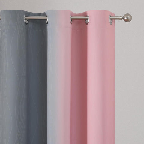 Pink and Gray Ombre Blackout Curtains for Bedroom 45 Inch Long 2 Panels