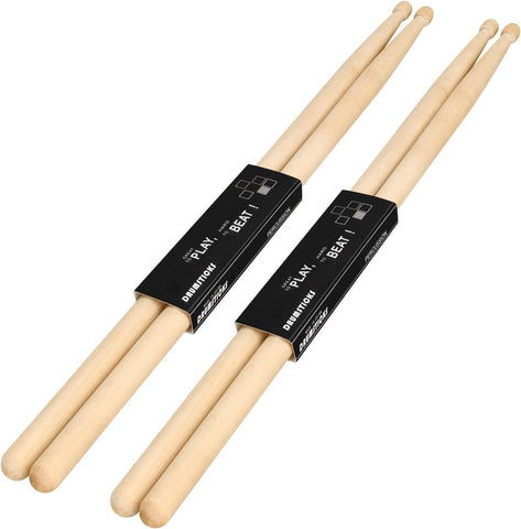 2 Pairs 5A Drum Sticks, Oval Wood Tip Non-slip