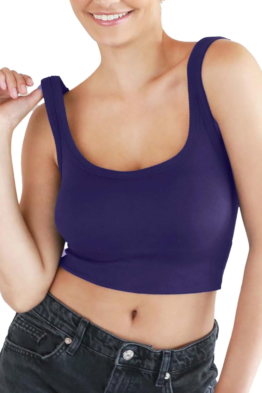 NIKIBIKI Women Seamless Chevron Ribbed Crop Top, Made in U.S.A