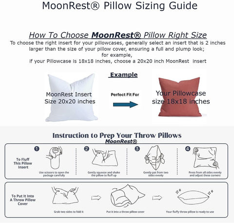 MoonRest® Synthetic Down Alternative 25x25 Square Pillow Insert Form, for Decorative Throw Pillow, Sofa, Cushions, Body and Bed - Pack of 2- Size 25” X 25”