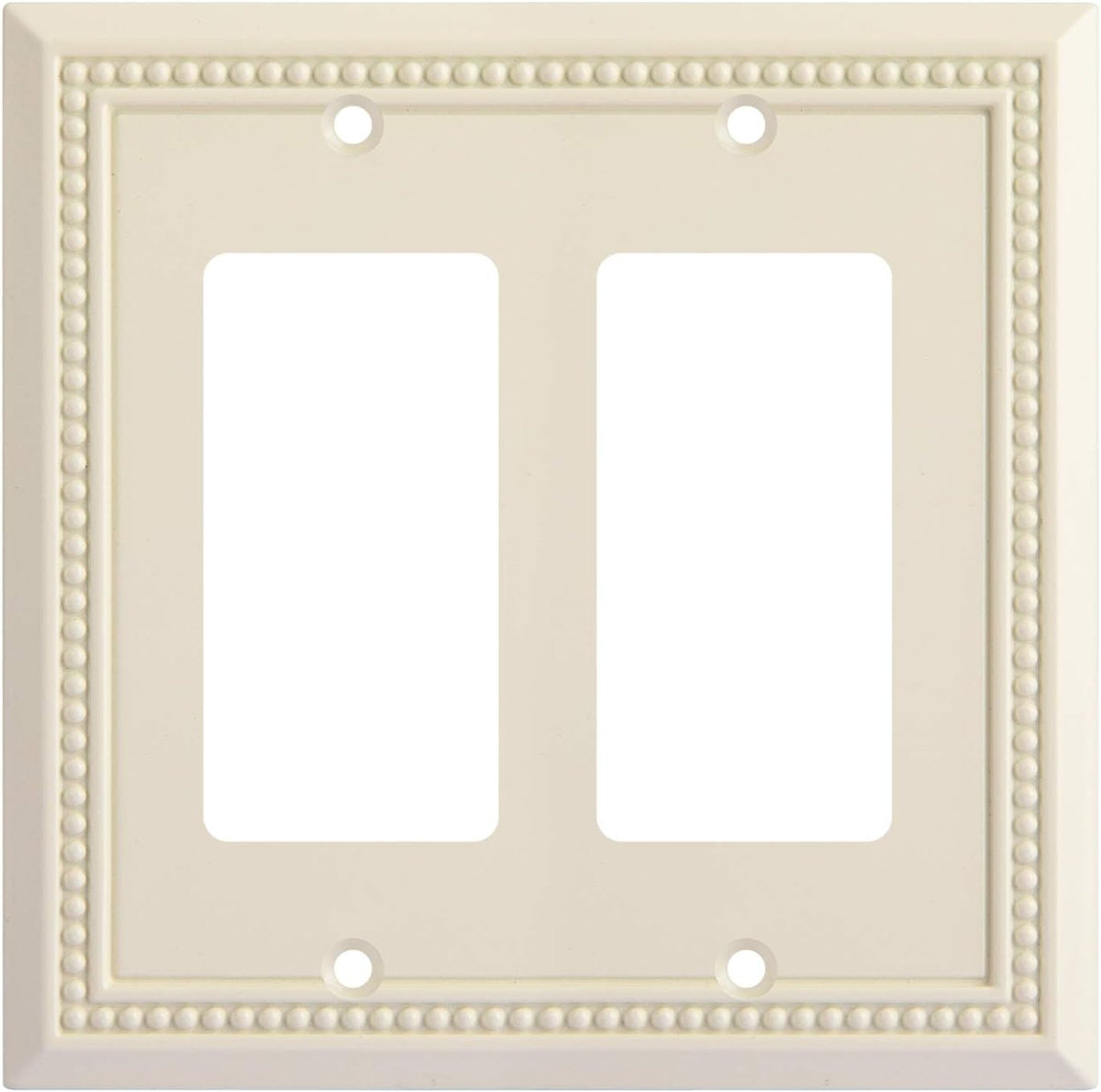 Henne Bery Sunken Pearls Heavy Duty Decorative Wall Plate Switch Plate Outlet Cover, Durable Solid Zinc Alloy (Double Decorator, Light Almond)