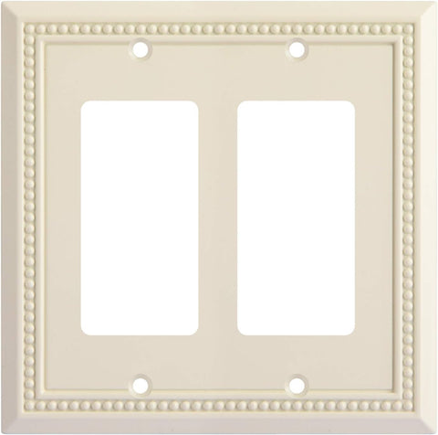Henne Bery Sunken Pearls Heavy Duty Decorative Wall Plate Switch Plate Outlet Cover, Durable Solid Zinc Alloy (Double Decorator, Light Almond)