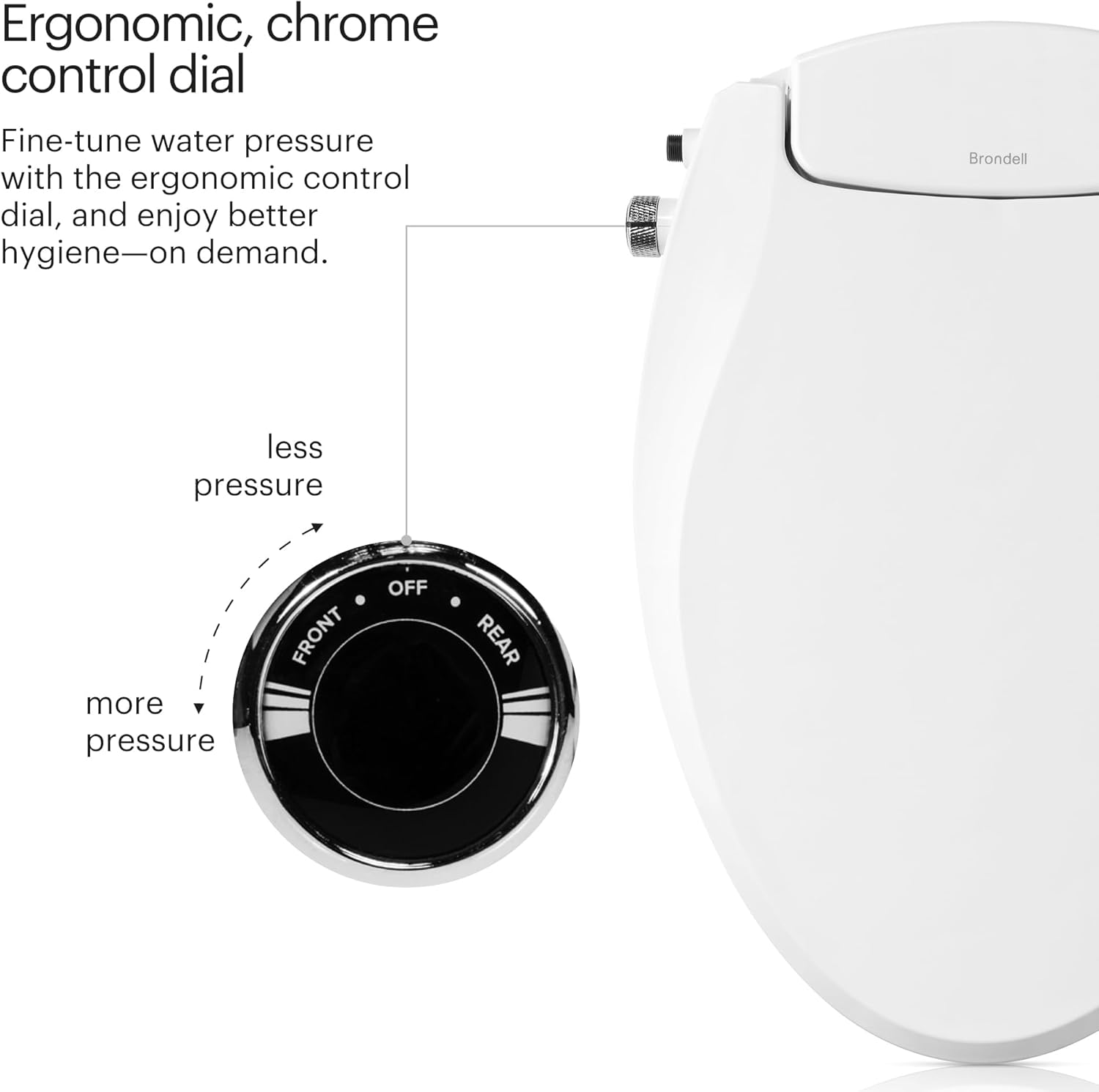Brondell Bidet Toilet Seat Non-Electric Swash Seat, Fits Round Toilets, White – Dual Nozzle System, Ambient Water Temperature – Bidet with Easy Installation