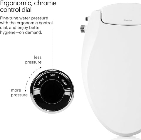 Brondell Bidet Toilet Seat Non-Electric Swash Seat, Fits Round Toilets, White – Dual Nozzle System, Ambient Water Temperature – Bidet with Easy Installation