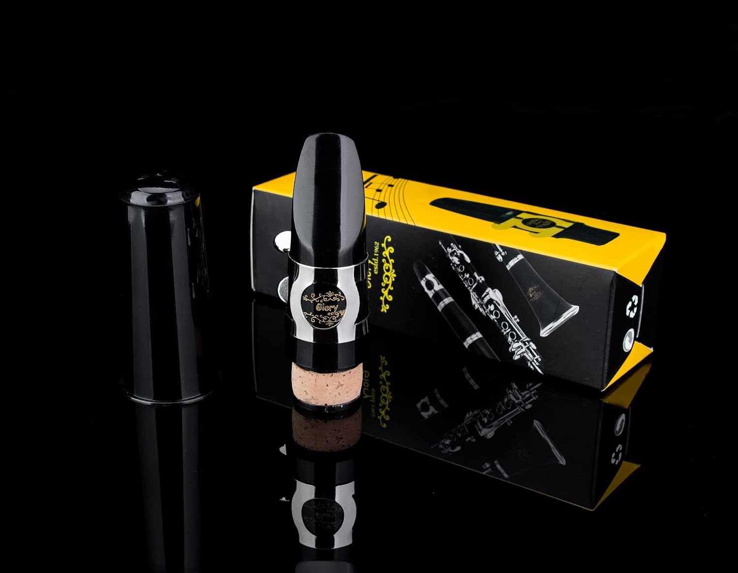Glory Clarinet Mouthpiece Kit with Ligature,one reed and Plastic Cap,Black