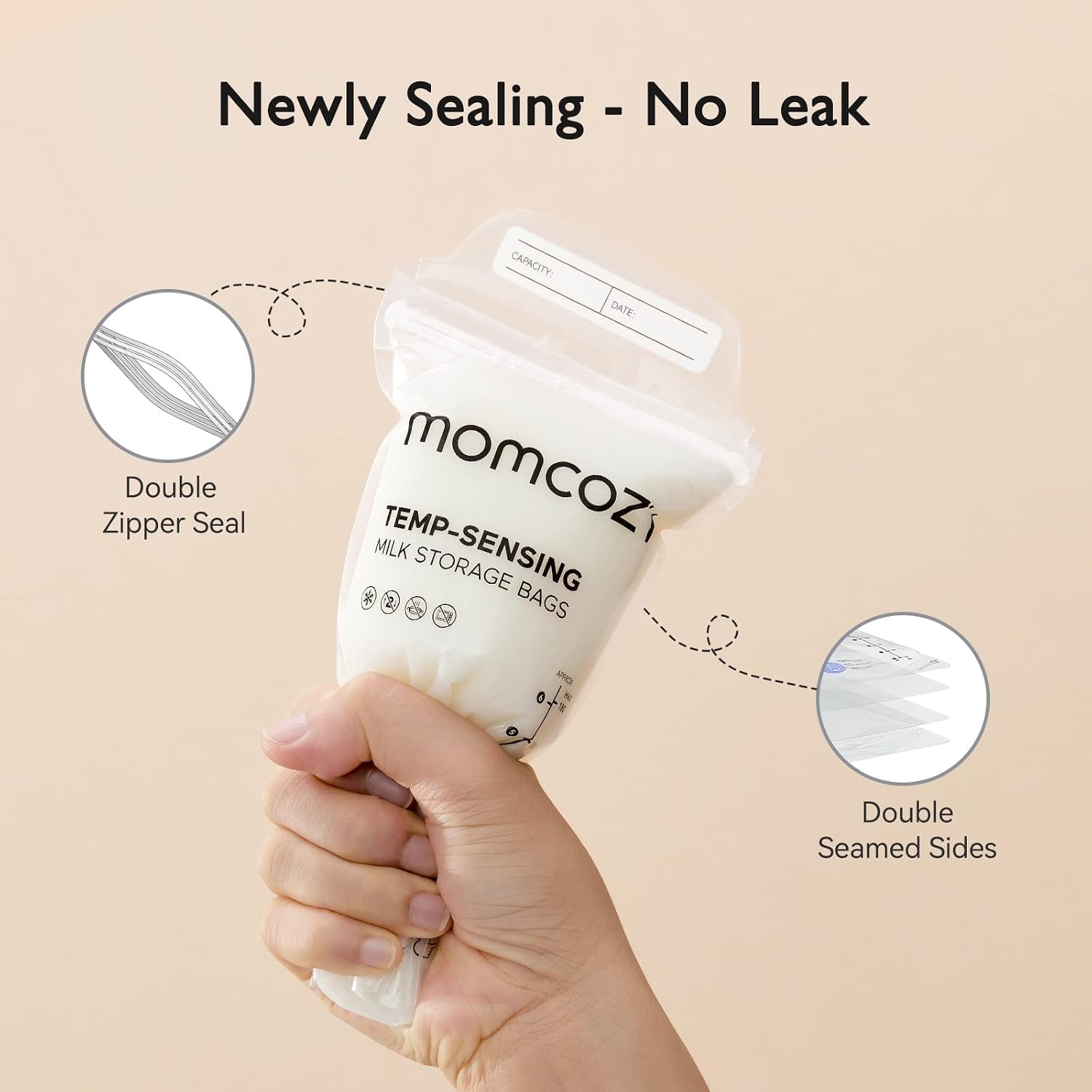 Momcozy Breastmilk Storing Bags, Temp-Sensing Breastfeeding, 6oz 120pcs