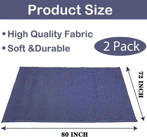 PONGHEI 2 Moving Blankets 80"x 72" Heavy Duty Packing Blankets for Shipping Thick Furniture Wrapping for Moving Supplies Professional Quilted Shipping