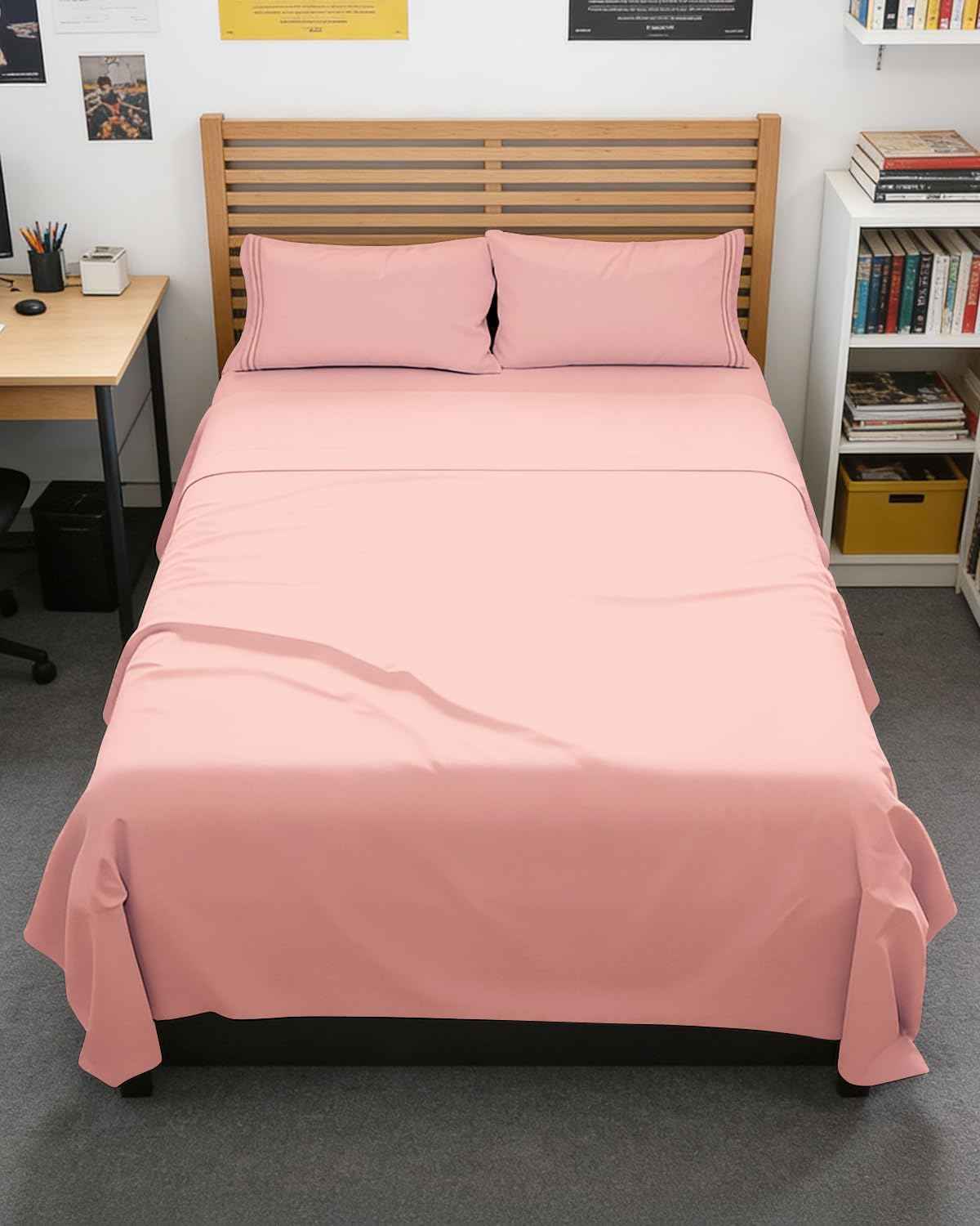 Full XL Sheets - 4 Piece Full XL Sheet Set - Cool & Breathable - Baby Pink