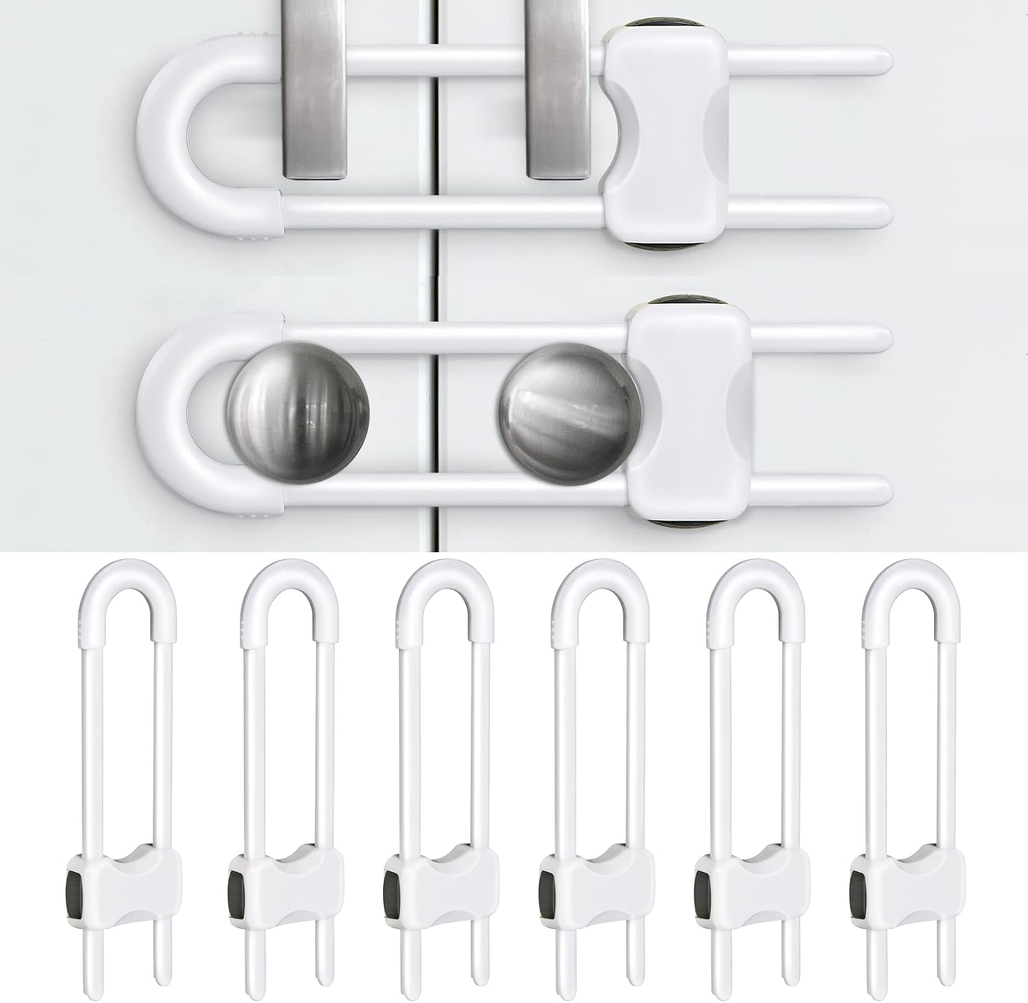 SPISPI Baby Proofing Cabinets,Cabinet Locks for Babies,Pack of 6,White