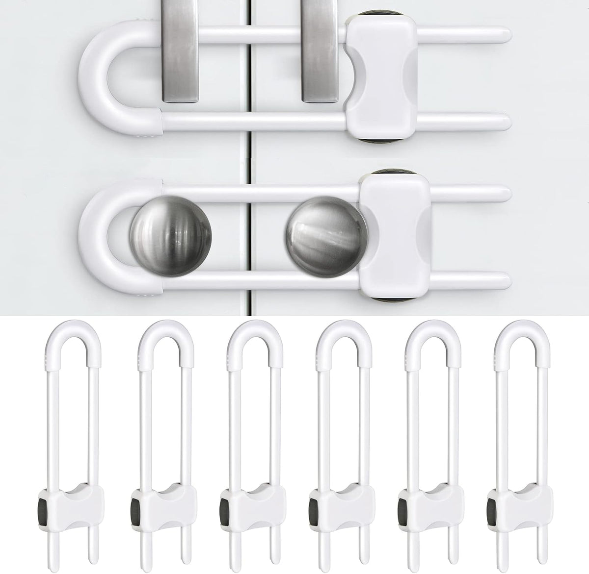 SPISPI Baby Proofing Cabinets,Cabinet Locks for Babies,Pack of 6,White