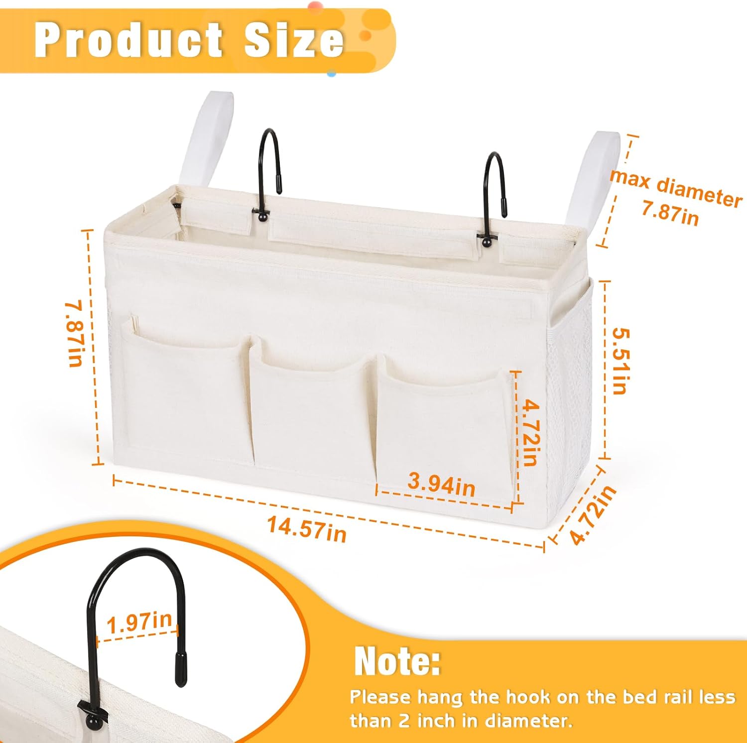 Lilithye Bedside Caddy, Bedside Storage Bag Hanging Organizer for Bunk Bed