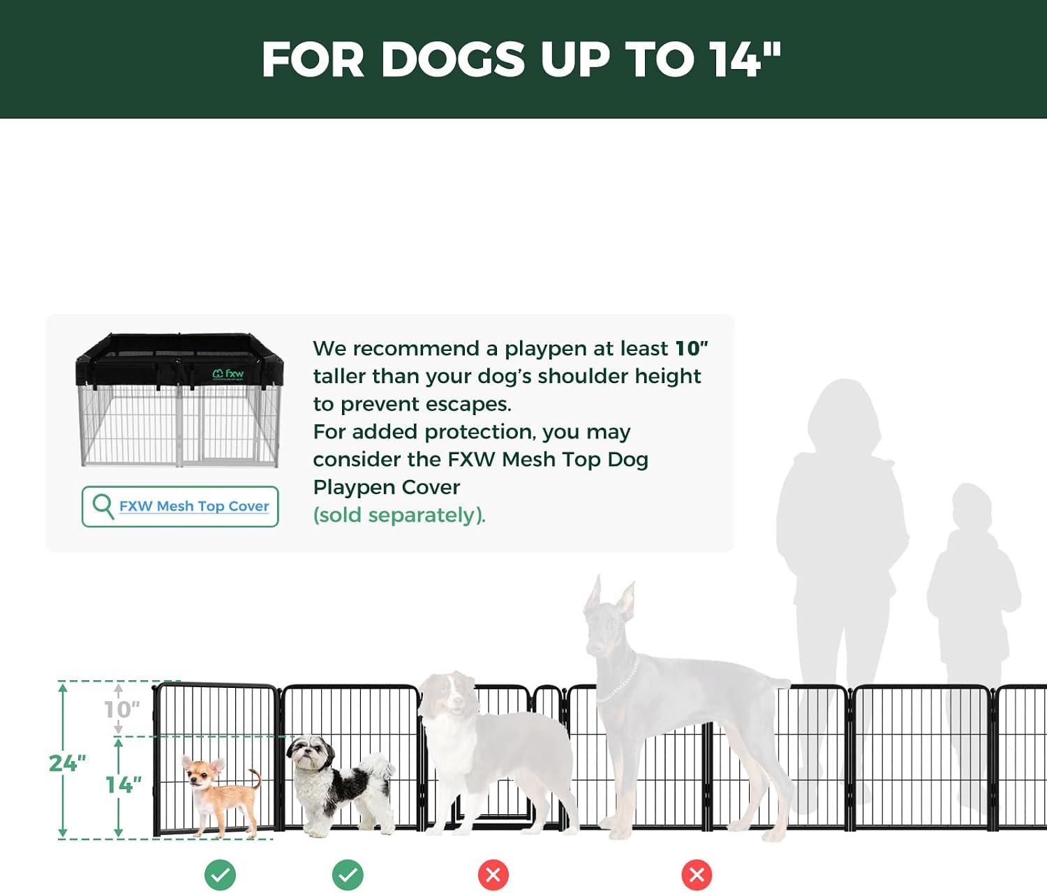 FXW Homeplus Indoor Dog Playpen, 24" H, 8 Panels, for Puppies & Small Dogs