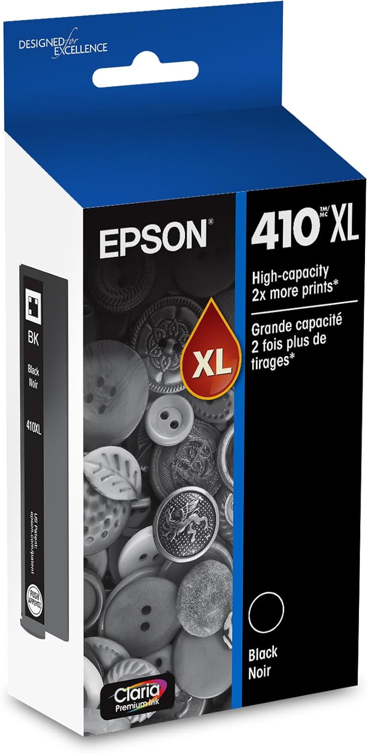 Epson 410 Claria Premium Ink High Capacity (T410XL020) Works with Expression XP-530, 630, 640, 7100, 830