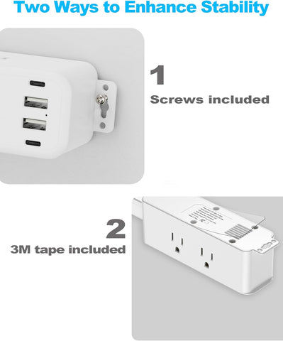 Olcorife Outlet Extender Stick, Power Strip with 6 Outlets & 4 USB Ports, Extends 22"-34", Rotates 180°(90° per Side), Home Dorm Essential for Nightstand, Couch and Desk