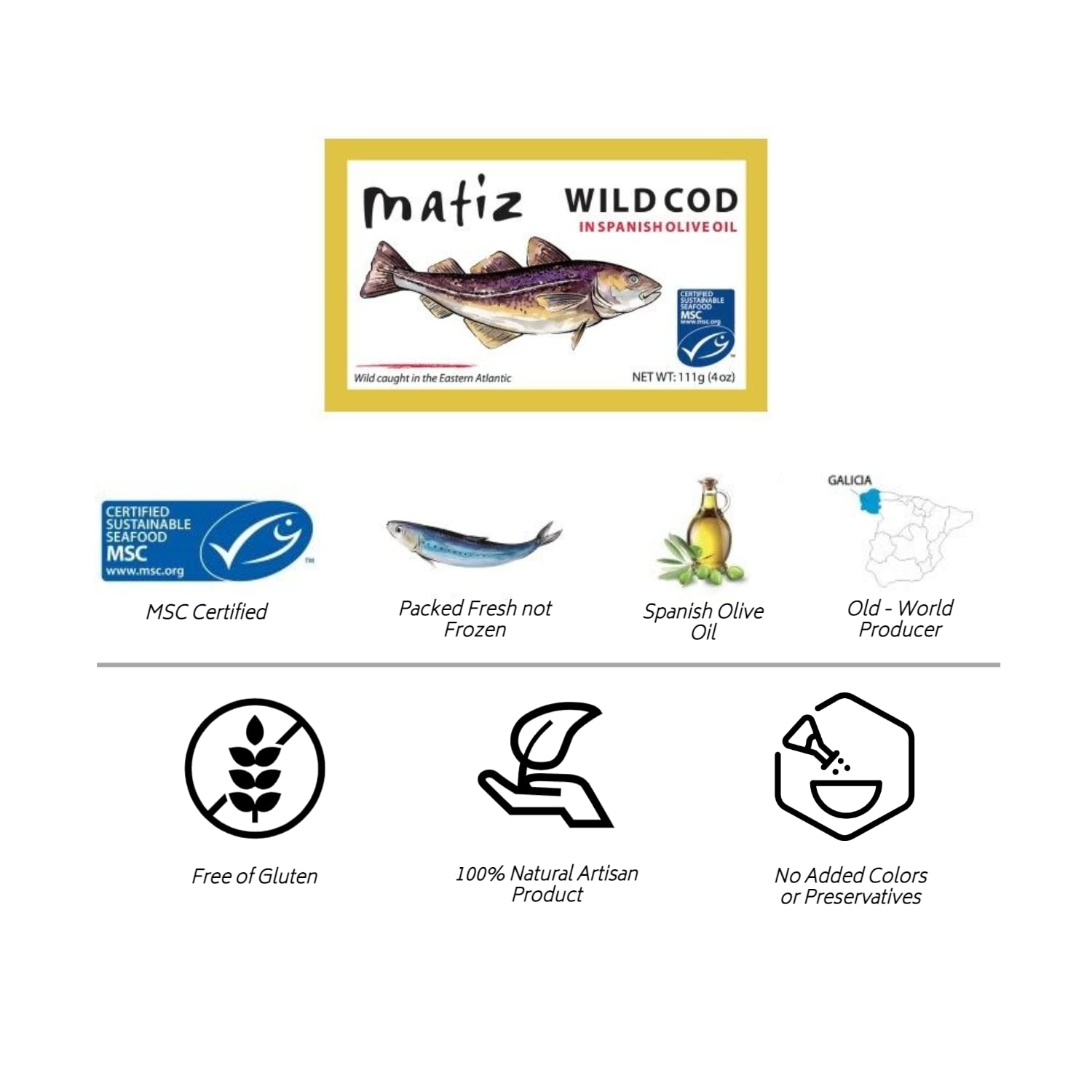 Matiz Wild Cod in Olive Oil, 12 Pack