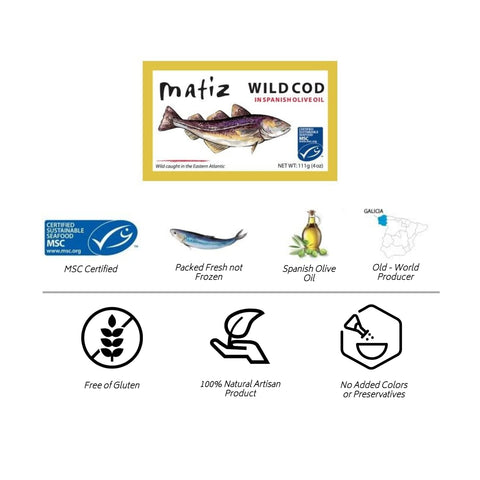 Matiz Wild Cod in Olive Oil, 12 Pack