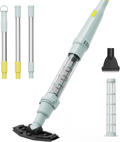 PoolMr Cordless Handheld Pool Vacuum, Rechargeable Pool Cleaner with 18.5 Gal/Min Suction, 60 Min Runtime, Dual-Phase Cleaning System, Ideal for Above Ground Pools, Spas, Hot Tubs, Steel