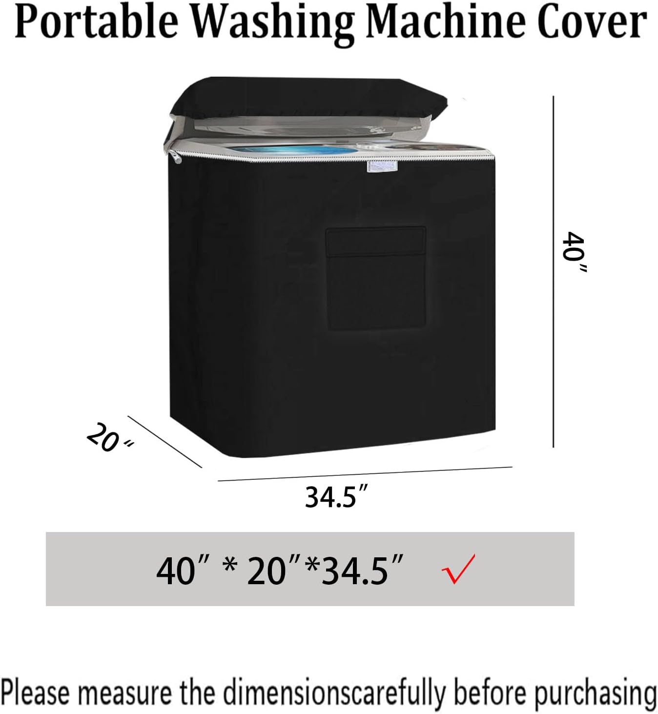 Twin Tub Washing Machine Cover for 40lbs Portable Mini Compact Washer Machine,Waterproof, Sun-Proof, Extend their Service Life, Zipper Design for Easy Use (34.5"W×20"D×40"H)