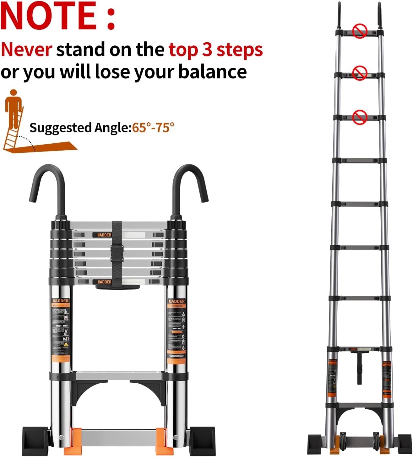 Telescoping Ladder,8.5 FT Extension Ladder, Heavy Duty 330lbs Max Capacity