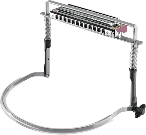K&M Konig & Meyer 16410.000.11 Harmonica Holder - Industry Standard - Hands Free Harp Neck Brace and Sturdy Frame - Professional Grade for all Musicians - German Made - Nickel Finish