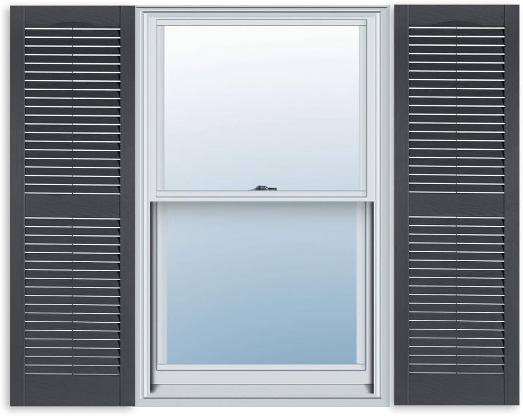 Exterior Solutions Standard Louver Exterior Vinyl Shutter, Paintable (Pair), 15 Inch x 47 Inch
