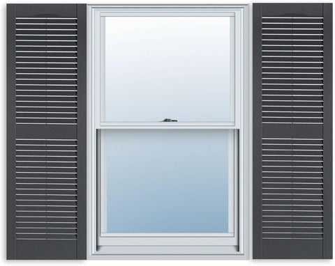 Exterior Solutions Standard Louver Exterior Vinyl Shutter, Paintable (Pair), 15 Inch x 47 Inch