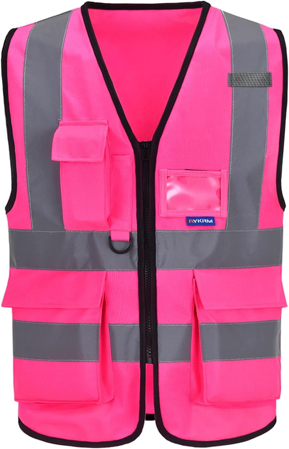 A-SAFETY High Visibility Reflective Vest with Multi-Color, Zipper, Pink, S