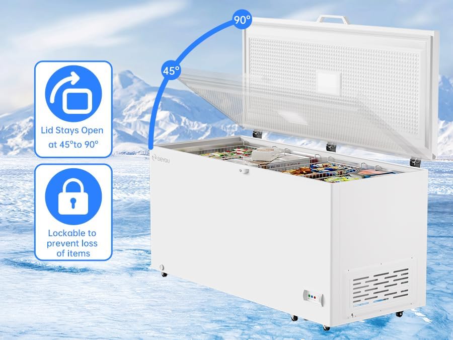 BEYOU 17.8 CU.FT. Chest Deep Freezer, Large Chest Freezer, GARAGE READY