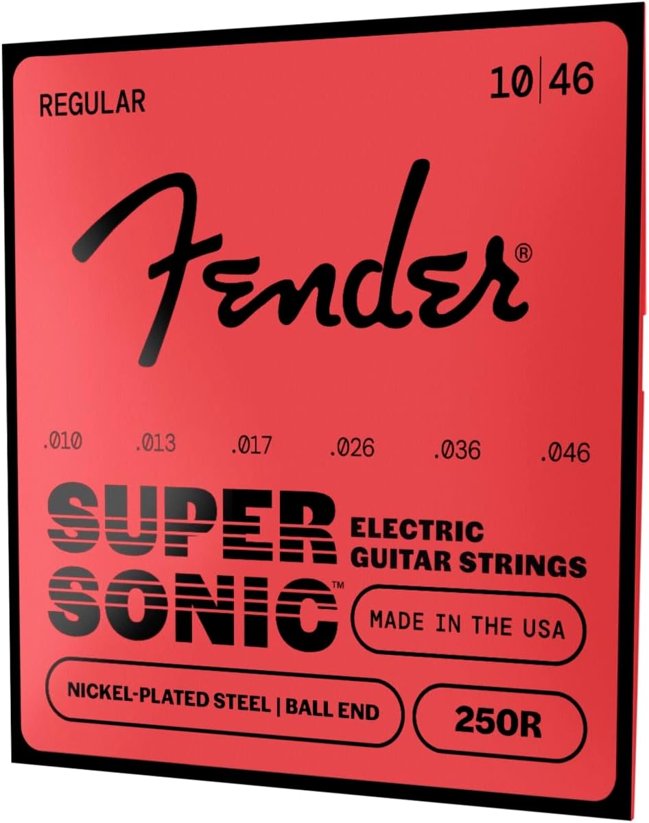 Fender Super 250 Electric Guitar Strings, Nickel Plated Steel, Ball End, 250R .010-.046