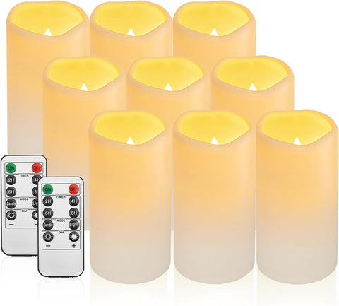 Flameless Battery Operated LED Candles 3D Wick 24-Hour Remote Control Timer