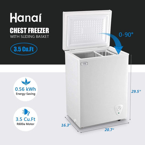 Deep Freezer 3.5 Cu.Ft Mini Chest Freezer for Apartment Basement Business