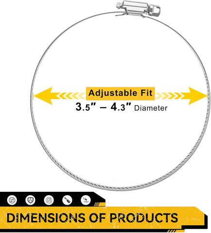 4 Pack 4 Inch Hose Clamp, 304 Stainless Steel Quick-Screw Dryer Vent Clamp