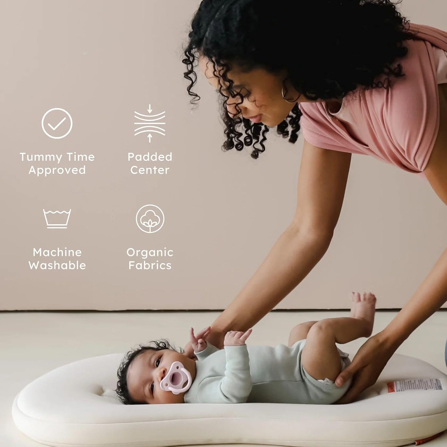 snuggle me Organic Newborn Baby Infant Lounger Pillow & Travel Bag - Natural